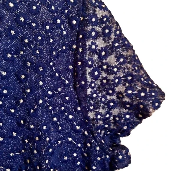 The LIMITED Celestial Dress Deep River Blue Embroidered w Metallic Silver Thread - Picture 4 of 9